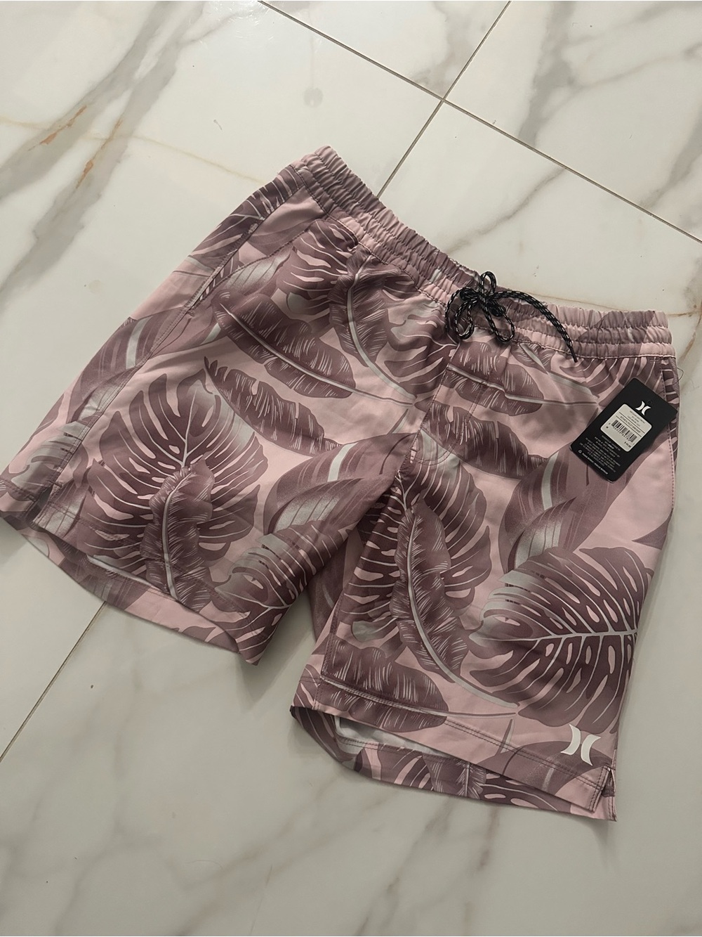 Men’s Medium Hurley Light Pink Botanical Swim Trunks
